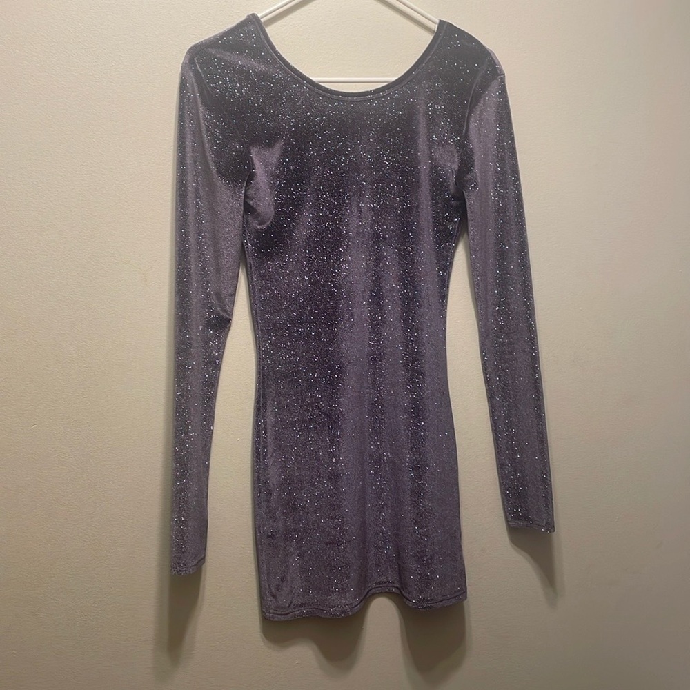 Topshop Sz 4 Dress Purple Glitter Stretch Galaxy